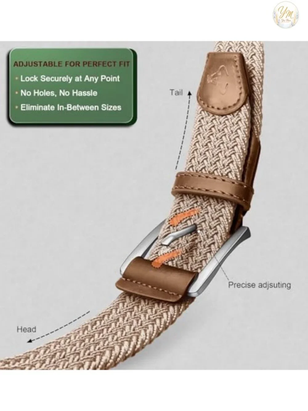 Woven Braided Stretch Web Belt 2-Pack Men No Hole Golf